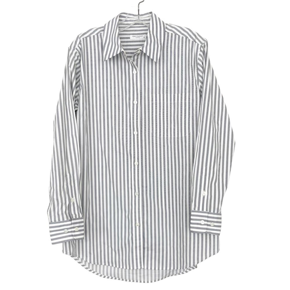 Equipment Femme Gray White Striped Button Down Sz S